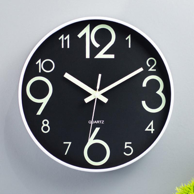 12-дюймовые светящиеся настенные часы простые светящиеся цифровые часы европейские самодельные бесшумные настенные часы для кабинета гостиной настенные наклейки часы 12 Inch