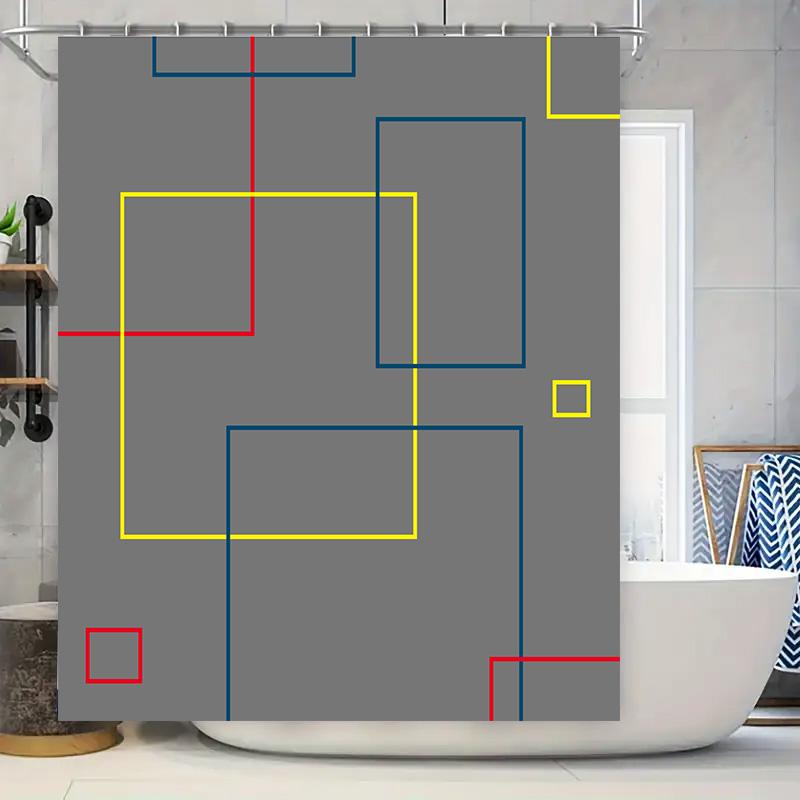 Contemporary Geometric Design Shower Curtain Waterproof Fabric For Bathroom Decor In Gray With Red And Blue Accents (72 X 84 Inc W60H190(CM)-1 Pcs
Contemporary Geometric Design Shower Curtain Waterproof Fabric For Bathroom Decor In Gray With Red And Blue Accents (72 X 84 Inc W60H190(CM)-1 Pcs