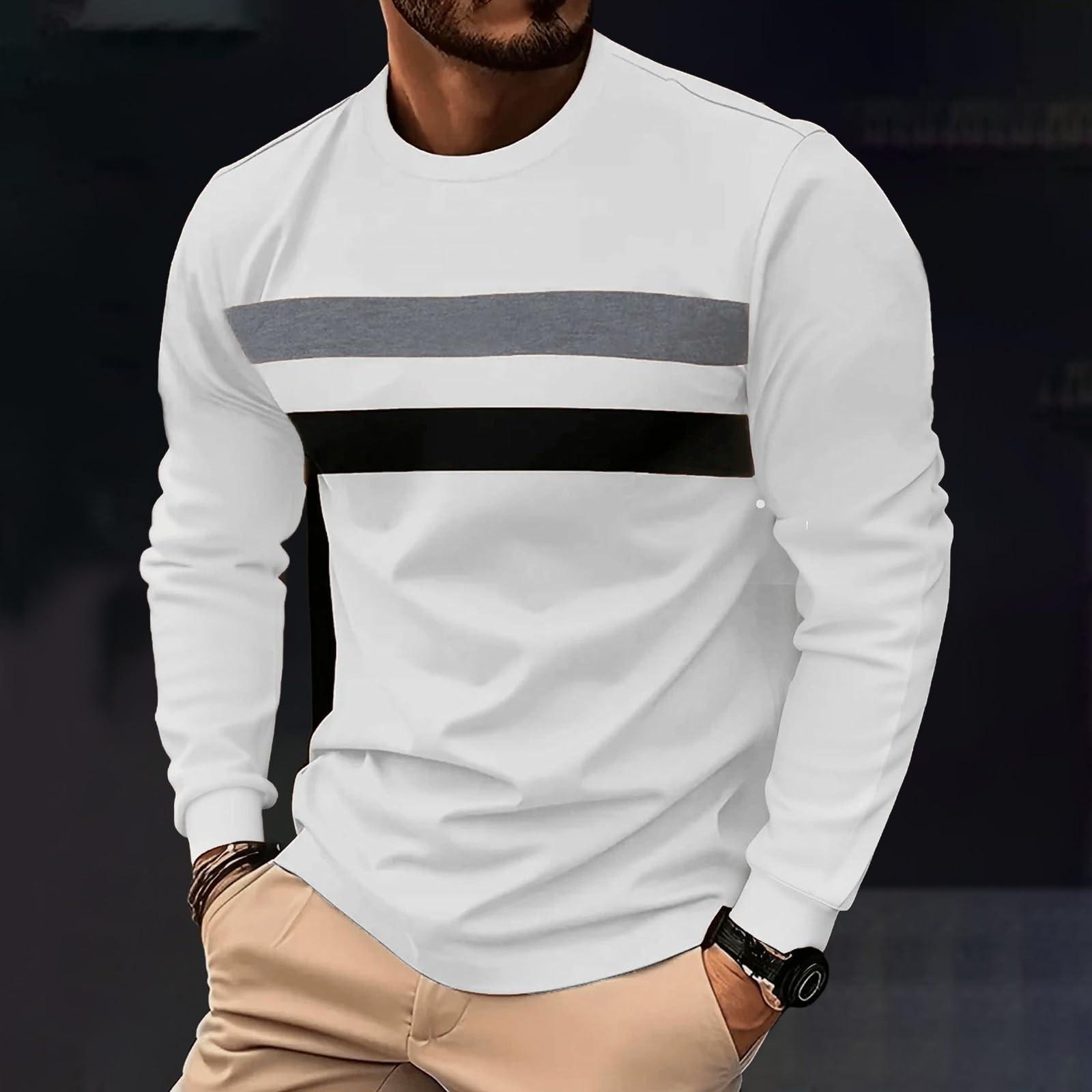 Мужская футболка с длинным рукавом, с круглым вырезом, осенние тренировочные футболки, мужская мода, полосатые, повседневные топы, стандартная посадка, спортивный пуловер XL белый
Мужская футболка с длинным рукавом, с круглым вырезом, осенние тренировочные футболки, мужская мода, полосатые, повседневные топы, стандартная посадка, спортивный пуловер XL белый