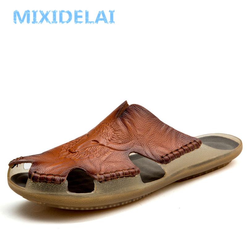 MIXIDELAI New Quality Leather Non-Slip Slippers Men Beach Sandals Comfortable Summer Shoes Men Slippers Classics Men Flip Flops 6.5
MIXIDELAI New Quality Leather Non-Slip Slippers Men Beach Sandals Comfortable Summer Shoes Men Slippers Classics Men Flip Flops 6.5