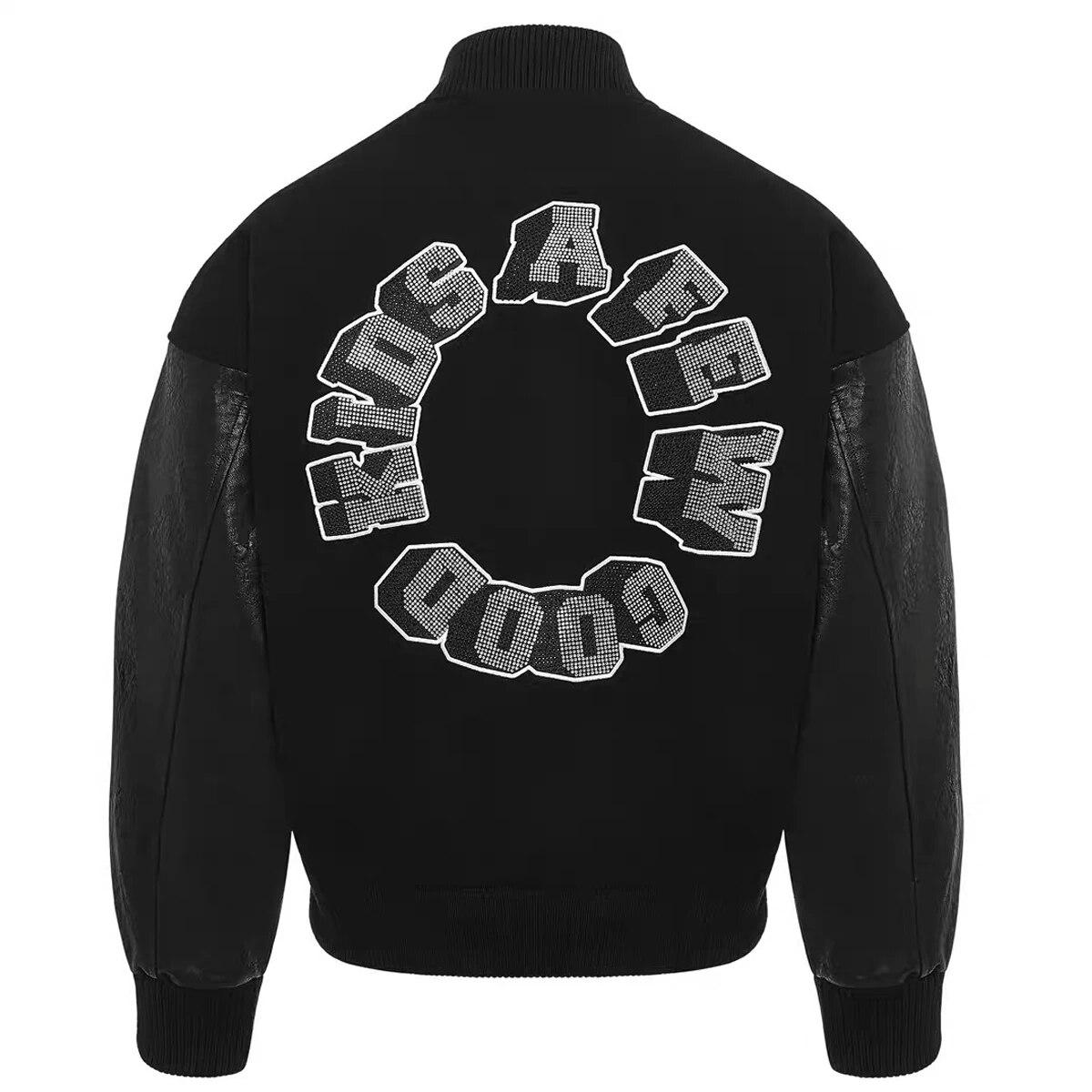 Mens Hip Hop College Jacket Retro Letter Print Diamonds Color Block Varsity Jacket Harajuku Vintage Baseball Coat Unisex 2021FW
Mens Hip Hop College Jacket Retro Letter Print Diamonds Color Block Varsity Jacket Harajuku Vintage Baseball Coat Unisex 2021FW