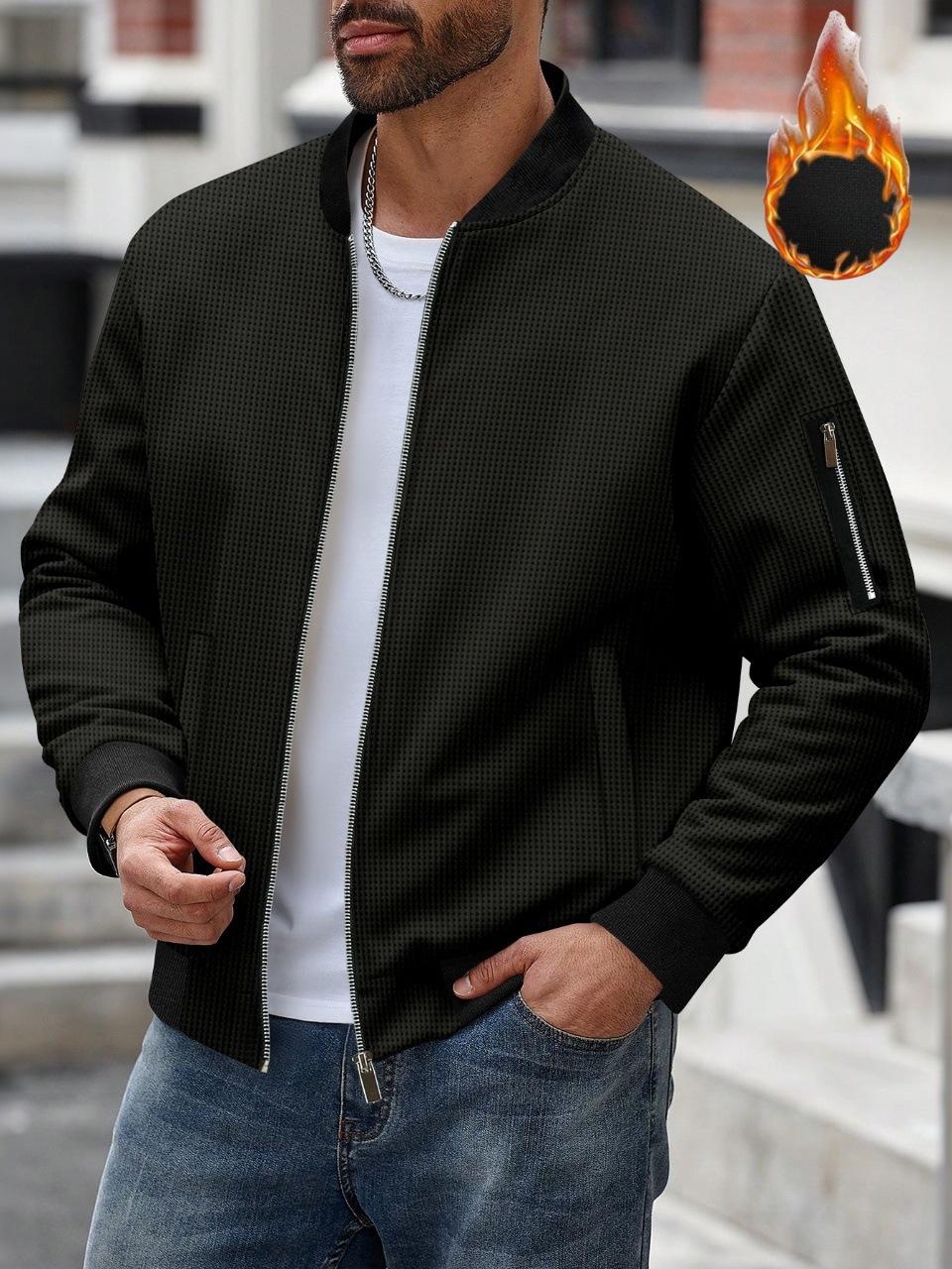 Men s Baseball Collar Waffle Knit Jacket - Solid Color, Zippered, Thickened Coat for Spring & Fall XXL чёрный
Men s Baseball Collar Waffle Knit Jacket - Solid Color, Zippered, Thickened Coat for Spring & Fall XXL чёрный
