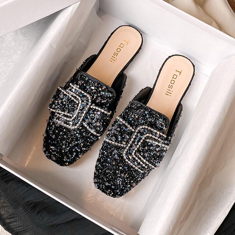 Баотоу полутапочки женские летние новые сандалии на плоской подошве со стразами и бантом без каблука ленивые 43 чёрный
Баотоу полутапочки женские летние новые сандалии на плоской подошве со стразами и бантом без каблука ленивые 43 чёрный