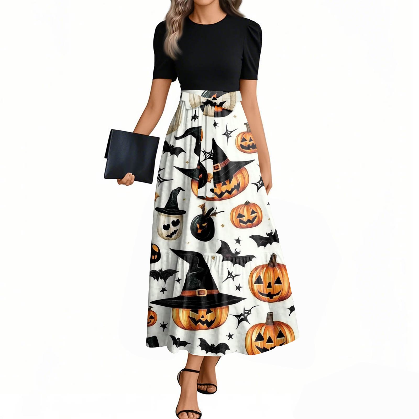 Women s Fashion Casual Belted Short Sleeve Round Neck Halloween Print Elegant Dress XXL
Women s Fashion Casual Belted Short Sleeve Round Neck Halloween Print Elegant Dress XXL