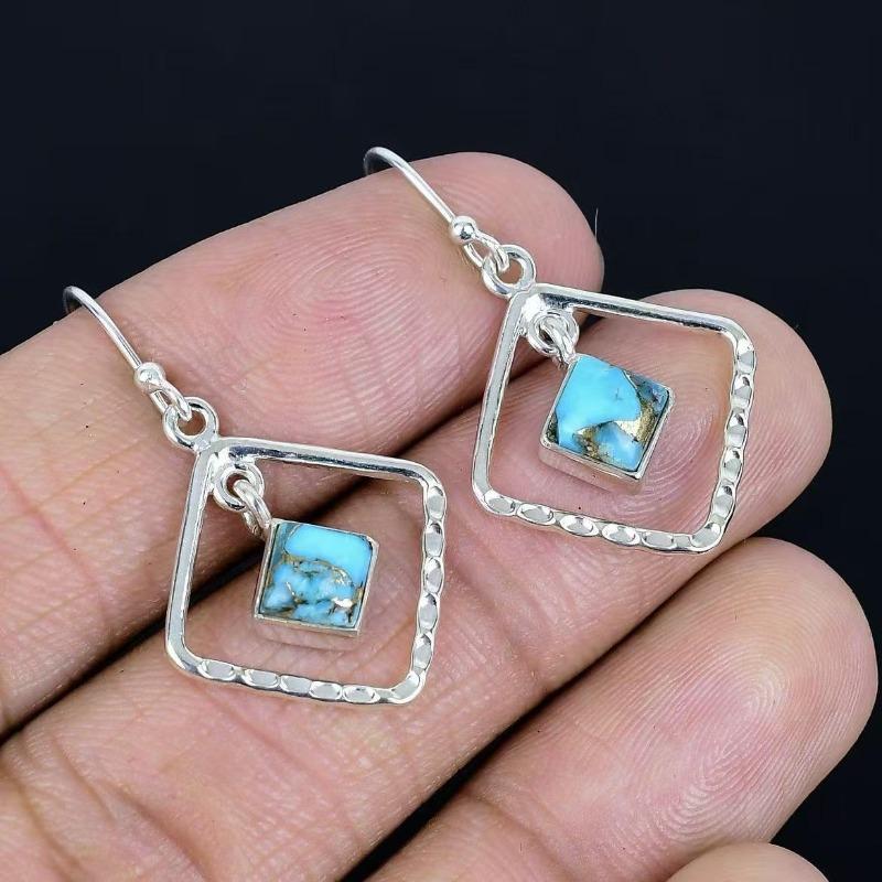 Huajie Imitation Turquoise Square Shape Design Earrings for Women Silver Color Ethnic Style New Ear Fashion Trend срібний
Huajie Imitation Turquoise Square Shape Design Earrings for Women Silver Color Ethnic Style New Ear Fashion Trend срібний