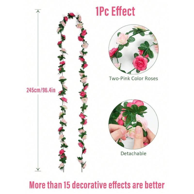 Искусственная Симуляция Зеленых Растений Маленькие Розовые Лианы Свадебное Украшение Шелковая Цветочная Лиана Украшения Розовые Лианы 2.45m розовый