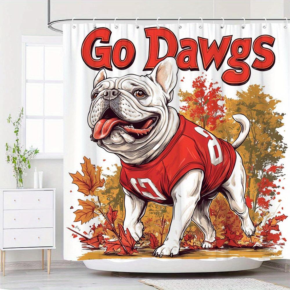 1pc Cartoon Football Dog Shower Curtain, White French Bulldog in Red Jersey , Standing on Autumn Leaves, Vibrant Sports Theme 90x180cm
1pc Cartoon Football Dog Shower Curtain, White French Bulldog in Red Jersey , Standing on Autumn Leaves, Vibrant Sports Theme 90x180cm