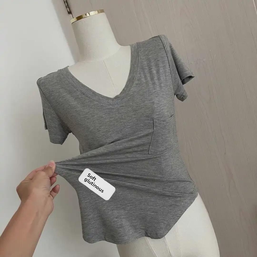 Женская футболка с V-образным вырезом из модального хлопка и драпировкой – свободный летний топ в корейском стиле с коротким рукавом L (50-57.5 kg) серый
Женская футболка с V-образным вырезом из модального хлопка и драпировкой – свободный летний топ в корейском стиле с коротким рукавом L (50-57.5 kg) серый