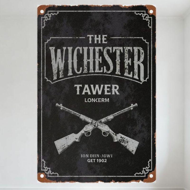 Винтажная металлическая жестяная табличка The Wichester со скрещенными винтовками, деревенская западная настенная табличка 1902 года для мужской пещеры, бара, домашнего декора 20x30cm(7.8x11.8inch)
Винтажная металлическая жестяная табличка The Wichester со скрещенными винтовками, деревенская западная настенная табличка 1902 года для мужской пещеры, бара, домашнего декора 20x30cm(7.8x11.8inch)