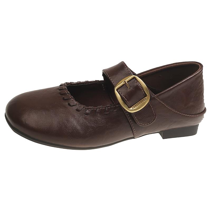 Round Toe Shallow Mouth Metal Buckle One-Strap Leather Shoes Women s Spring New Retro Soft-Soled Flat Shoes 40 коричневий
Round Toe Shallow Mouth Metal Buckle One-Strap Leather Shoes Women s Spring New Retro Soft-Soled Flat Shoes 40 коричневий
