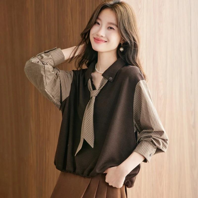 Autumn New Fashion Style Age-reducing Loose Belly-covering Lazy Style Bow Knitted Patchwork Shirt Top for Women 4XL коричневий
Autumn New Fashion Style Age-reducing Loose Belly-covering Lazy Style Bow Knitted Patchwork Shirt Top for Women 4XL коричневий