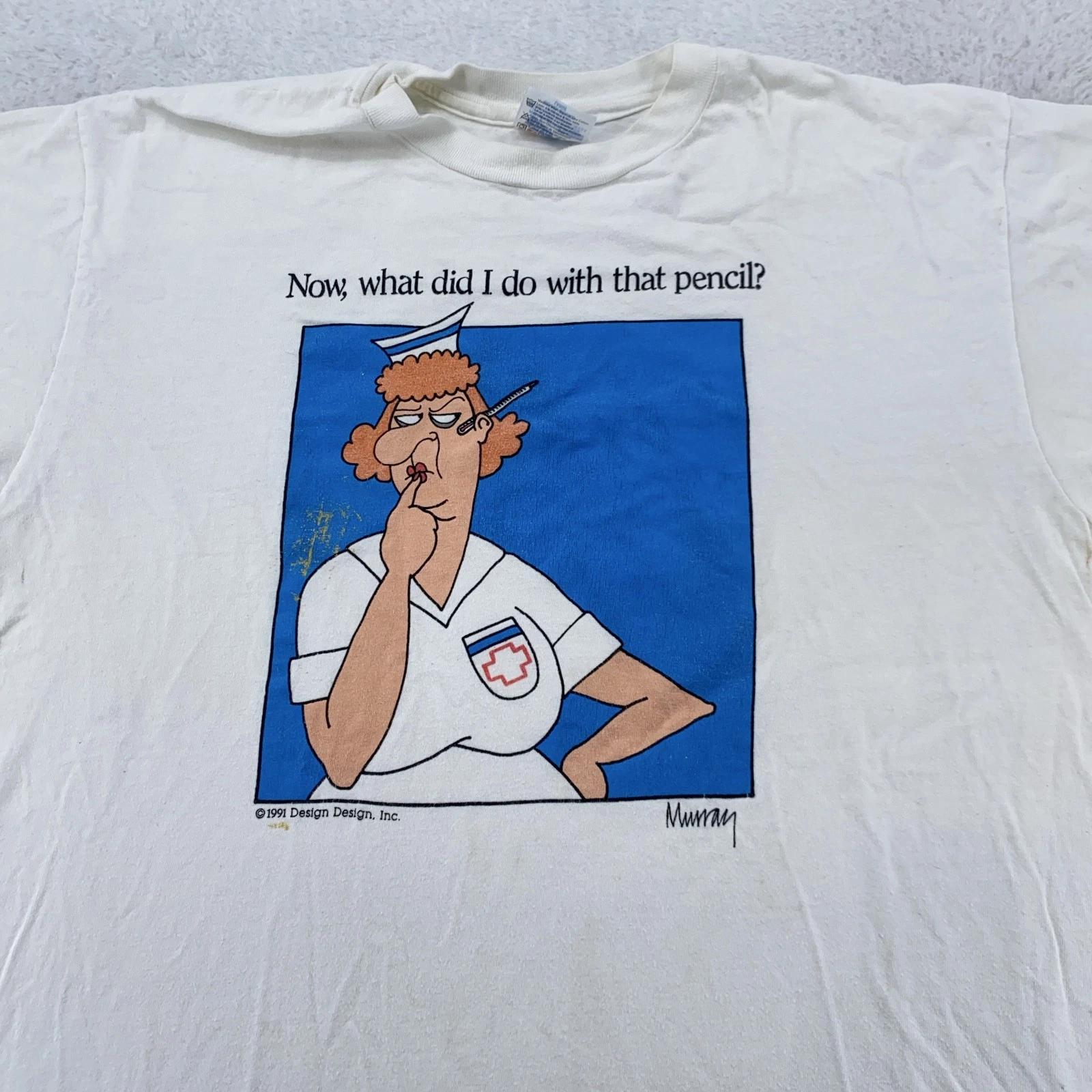 Vintage Nurse Cartoon Shirt Mens M/L White Funny Graphic Murray 1991 Comic 90s S
Vintage Nurse Cartoon Shirt Mens M/L White Funny Graphic Murray 1991 Comic 90s S