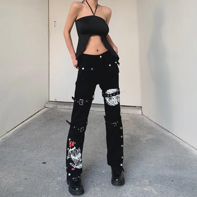 2024 Gothic Style Washed Mid-Waist Printed Jeans: Spring/Autumn Straight-Leg with Leg Ring Large чорний
2024 Gothic Style Washed Mid-Waist Printed Jeans: Spring/Autumn Straight-Leg with Leg Ring Large чорний