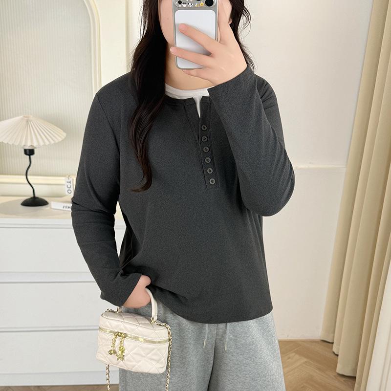 Plus Size Thermal Fleece Round Neck Long Sleeve T-shirt - Women s Versatile Two-Piece Top for Spring. 4XL сірий колір/деревне вугілля
Plus Size Thermal Fleece Round Neck Long Sleeve T-shirt - Women s Versatile Two-Piece Top for Spring. 4XL сірий колір/деревне вугілля