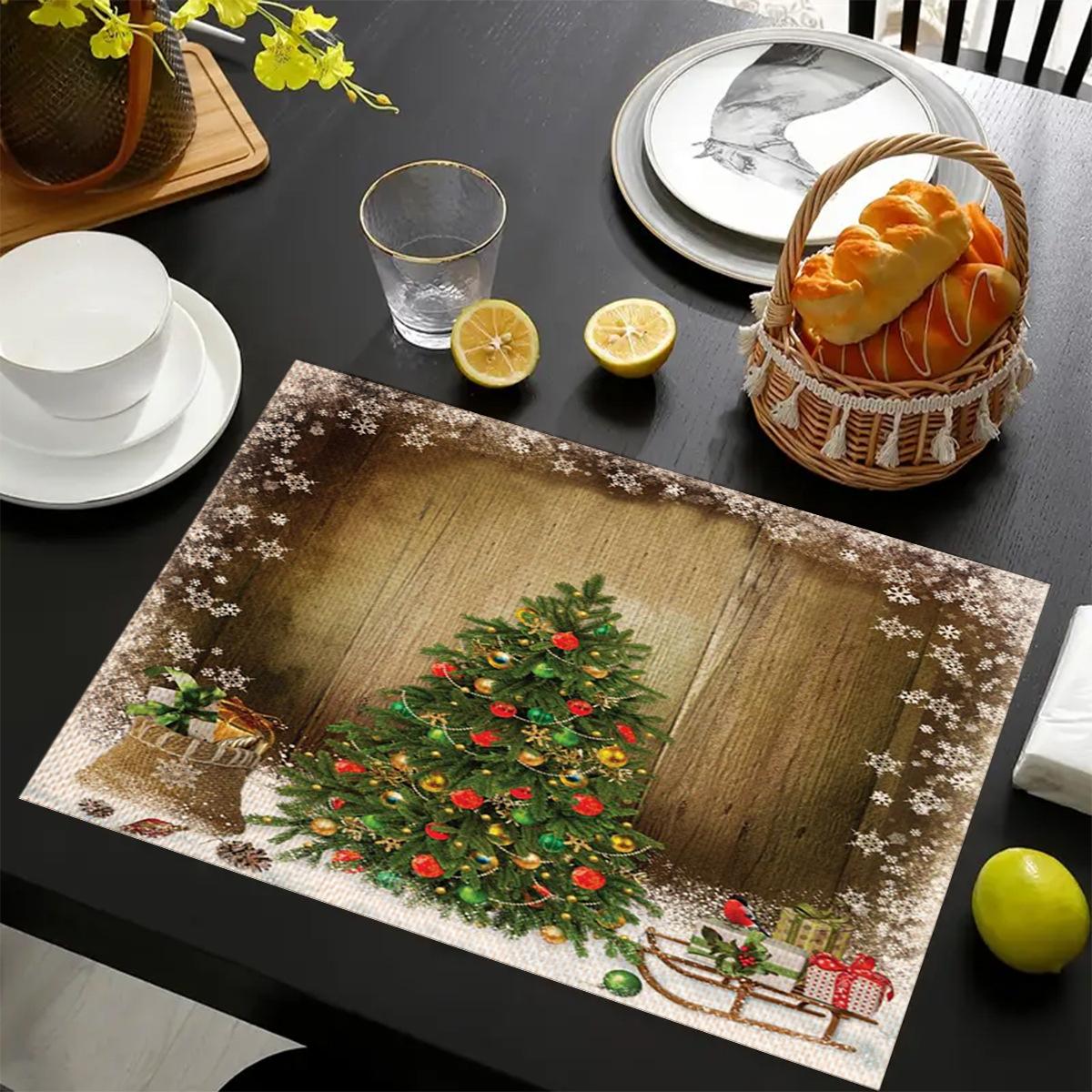 Christmas Linen Placemats Table Decoration Printed Placemat Non-slip Heat Insulation Anti-scald Pads Kitchens Accessories 30X45cm
Christmas Linen Placemats Table Decoration Printed Placemat Non-slip Heat Insulation Anti-scald Pads Kitchens Accessories 30X45cm