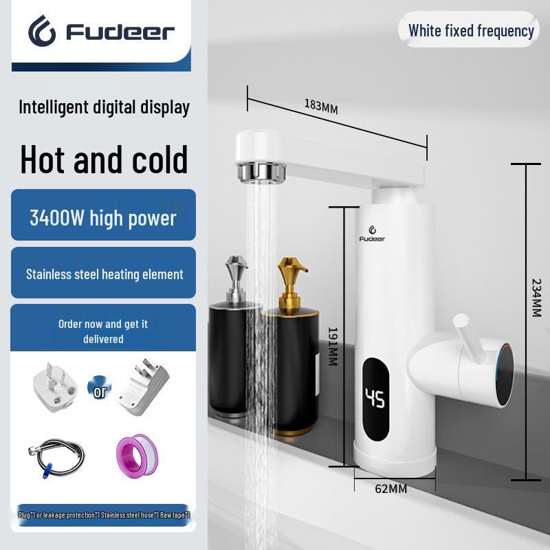 Stainless Steel Instant Hot Water Faucet with Thermostatic Digital Display, Dual Hot and Cold Use. Plug Version
Stainless Steel Instant Hot Water Faucet with Thermostatic Digital Display, Dual Hot and Cold Use. Plug Version