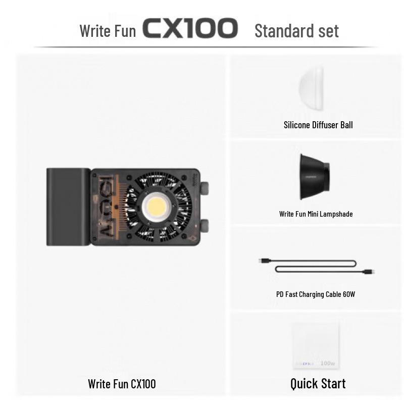 Zhiyun Write Fun CX100 Video & Photography Fill Light for Studio, Live Broadcast, or Food Shooting.
Zhiyun Write Fun CX100 Video & Photography Fill Light for Studio, Live Broadcast, or Food Shooting.