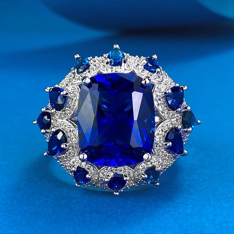 Lulu Tong 925 Silver Blue Sapphire Fat Square Ring: Lavishly Set European & American Fashion Accessory Size 8
Lulu Tong 925 Silver Blue Sapphire Fat Square Ring: Lavishly Set European & American Fashion Accessory Size 8