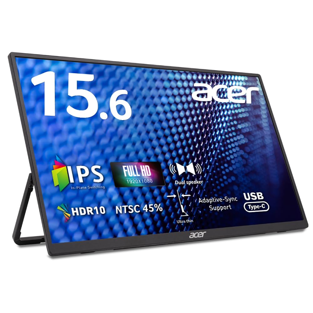 Acer Mobile Monitor inch Full HD IPS 700g HDR10 mini HDMI Dual Speakers Tilt Adjustment NTSC 6ms 60Hz Blue Light Reduction VESA Mount Compatible чорний
Acer Mobile Monitor inch Full HD IPS 700g HDR10 mini HDMI Dual Speakers Tilt Adjustment NTSC 6ms 60Hz Blue Light Reduction VESA Mount Compatible чорний
