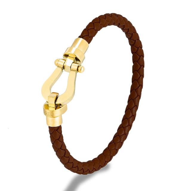 European and American Bracelets Multi-color Woven Horseshoe Buckle Gold-plated Bracelet U-shaped Bracelet Men and Women Couple Bracelet 2026 23CM
European and American Bracelets Multi-color Woven Horseshoe Buckle Gold-plated Bracelet U-shaped Bracelet Men and Women Couple Bracelet 2026 23CM