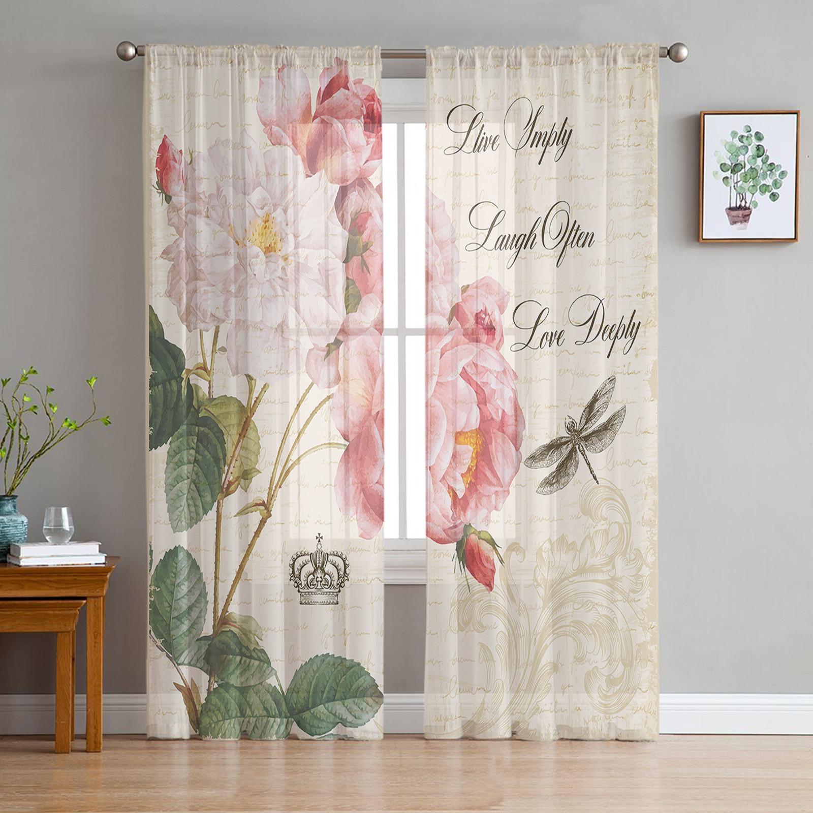 Dragonfly Crown Rose Flower Sheer Curtains for Living Room Decoration Window Curtains for Kitchen Tulle Voile Organza Curtains W135 x H115cm x1
Dragonfly Crown Rose Flower Sheer Curtains for Living Room Decoration Window Curtains for Kitchen Tulle Voile Organza Curtains W135 x H115cm x1