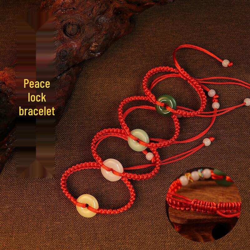 Red String Woven Imitation Hetian Jade Peace Buckle Bracelet for Men and Women - Lucky Year Benming Hand Rope Jewelry.
Red String Woven Imitation Hetian Jade Peace Buckle Bracelet for Men and Women - Lucky Year Benming Hand Rope Jewelry.