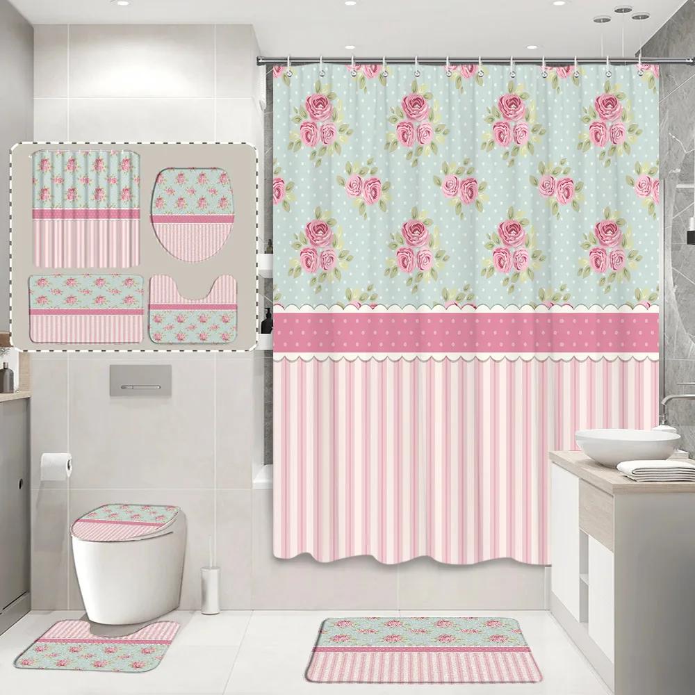 Pink Bow Shower Curtain And Rug Bathroom Set Striped Love Lace Gift Polyester Shower Curtains Bath Mat Bathroom Decor With Hooks W60H190(CM)-1 Pcs
Pink Bow Shower Curtain And Rug Bathroom Set Striped Love Lace Gift Polyester Shower Curtains Bath Mat Bathroom Decor With Hooks W60H190(CM)-1 Pcs