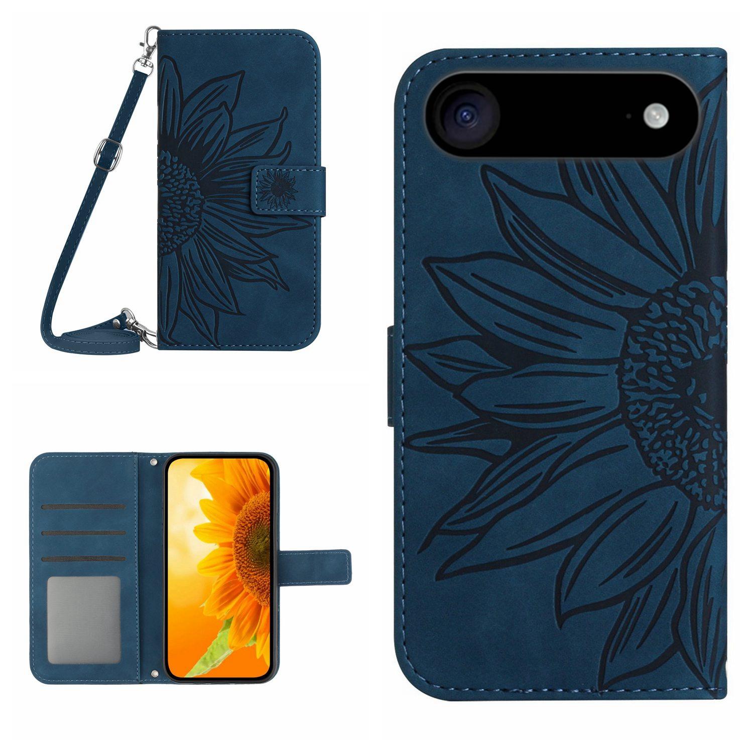 For iPhone 17 Air Case Sunflower Imprint PU Leather Phone Cover with Long Strap Dark Blue
For iPhone 17 Air Case Sunflower Imprint PU Leather Phone Cover with Long Strap Dark Blue