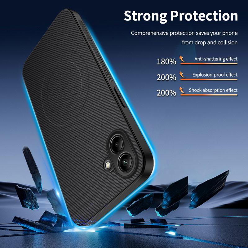 For Samsung Galaxy A06 5G Case Compatible with MagSafe WANLONFENG TQ Series Carbon Fiber Texture PC TPU Phone Cover Black
For Samsung Galaxy A06 5G Case Compatible with MagSafe WANLONFENG TQ Series Carbon Fiber Texture PC TPU Phone Cover Black