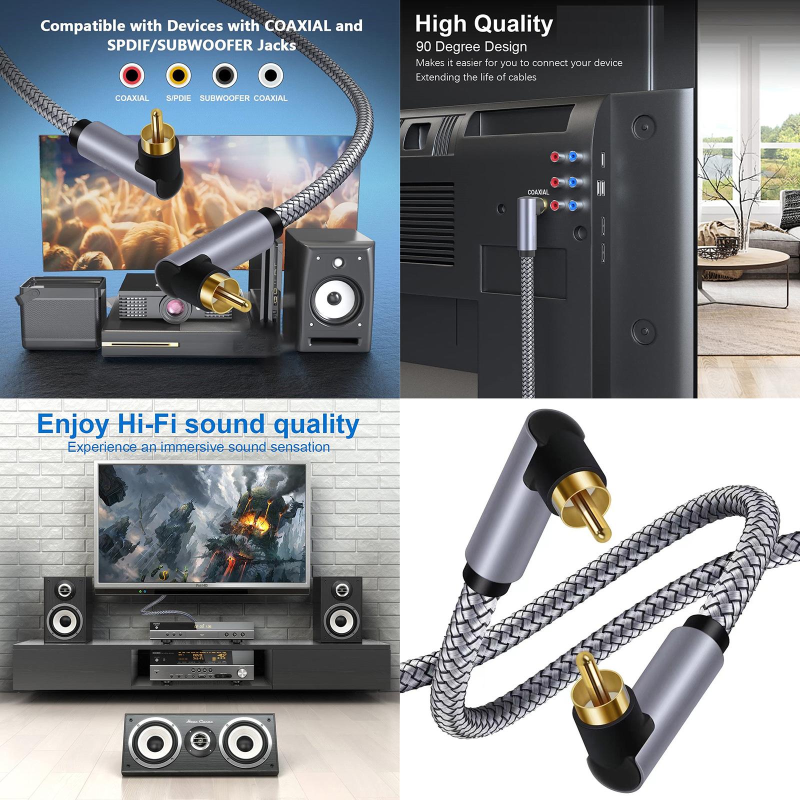 1/2/5m RCA Cable Double 90 Degree Right Angle RCA to RCA Subwoofer Cable Digital Coaxial Audio Cable Nylon Braided Cord A
1/2/5m RCA Cable Double 90 Degree Right Angle RCA to RCA Subwoofer Cable Digital Coaxial Audio Cable Nylon Braided Cord A