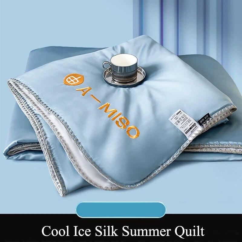 Новое легкое роскошное летнее одеяло из ледяного шелка, 1–3 шт., удобное летнее прохладное одеяло, можно стирать в машине, охлаждающее одеяло, размер королевы 150x200cm 1PC