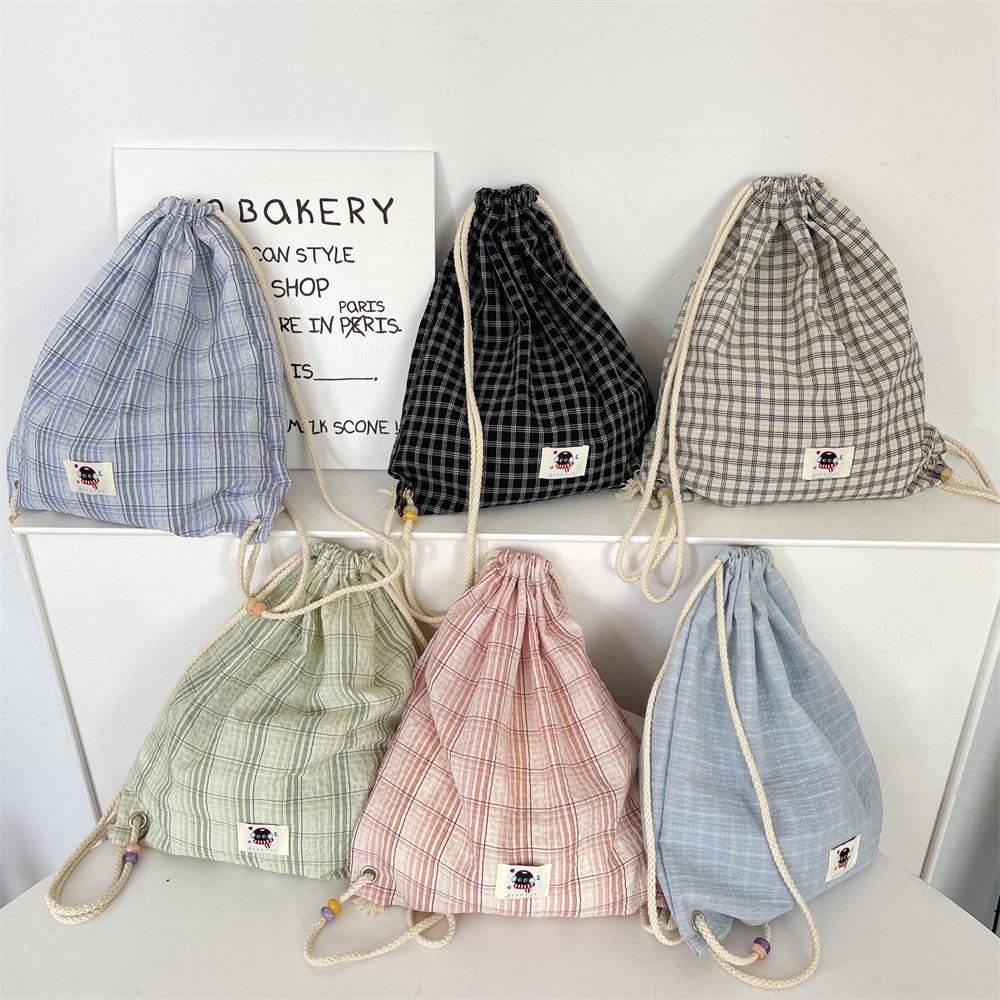 New fashion trend drawstring backpack beaded summer plaid canvas backpack simple білий
New fashion trend drawstring backpack beaded summer plaid canvas backpack simple білий