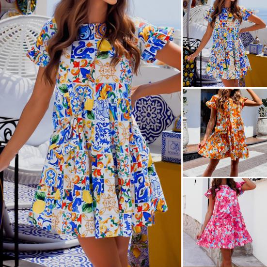 Summer Dress A-Line High-Waist Stitching Pleated Lightweight Ruffle Hem Women Summer Dress Daily
Summer Dress A-Line High-Waist Stitching Pleated Lightweight Ruffle Hem Women Summer Dress Daily