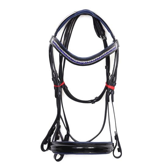 Patent Leather Dressage Bridle, 3 Row Brow-Band, Blue Padding. Extra Large(Extra Full)
Patent Leather Dressage Bridle, 3 Row Brow-Band, Blue Padding. Extra Large(Extra Full)
