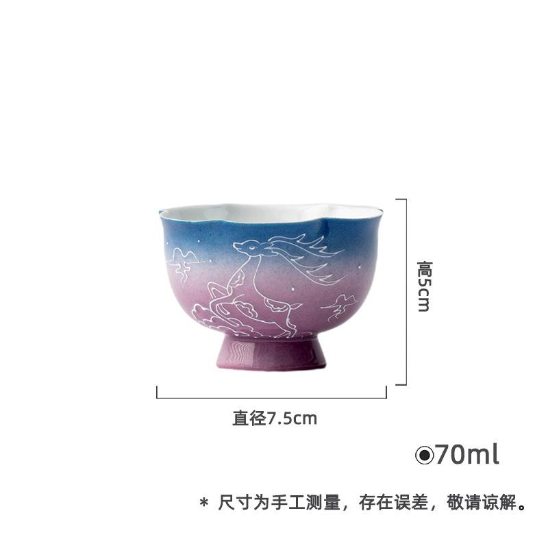 2pc/lot Hand-painted Deer Starry Sky High Foot Teacup Zen Tea Bowl Jug Tea-tasting Personal Cup Jianzhan Master Cups Tea 70ML
2pc/lot Hand-painted Deer Starry Sky High Foot Teacup Zen Tea Bowl Jug Tea-tasting Personal Cup Jianzhan Master Cups Tea 70ML