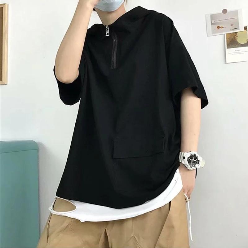 Summer Men s Vintage Short Sleeve Hooded T-Shirt Pocket Half Zip Cargo Tee Tops Solid Color Y2K Streetwear Pullover Tshirts S
Summer Men s Vintage Short Sleeve Hooded T-Shirt Pocket Half Zip Cargo Tee Tops Solid Color Y2K Streetwear Pullover Tshirts S