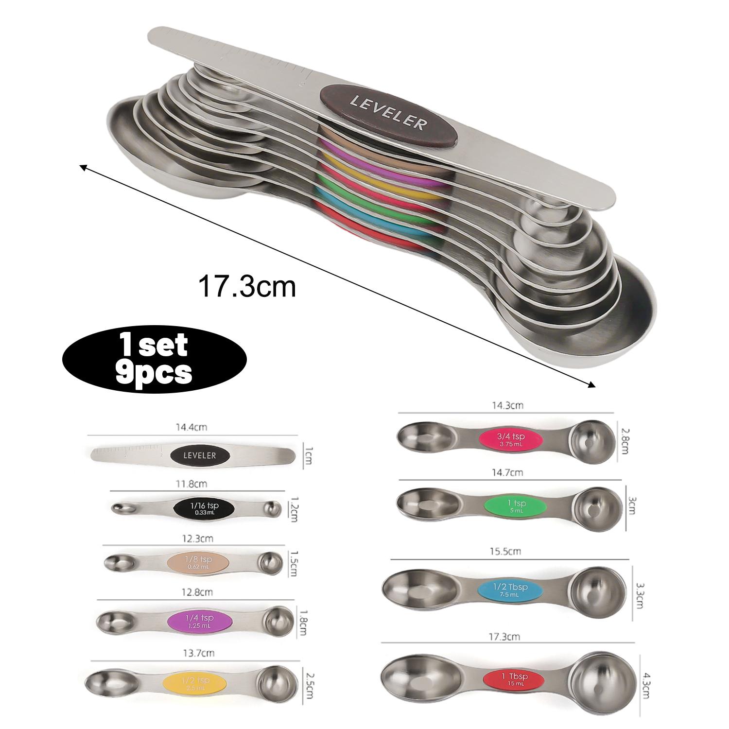 9pcs Magnetic Measuring Spoons Set Stainless Steel Leveler Dual Sided Seasoning Spice Scale Double Head Scoops Kitchen Gadgets
9pcs Magnetic Measuring Spoons Set Stainless Steel Leveler Dual Sided Seasoning Spice Scale Double Head Scoops Kitchen Gadgets