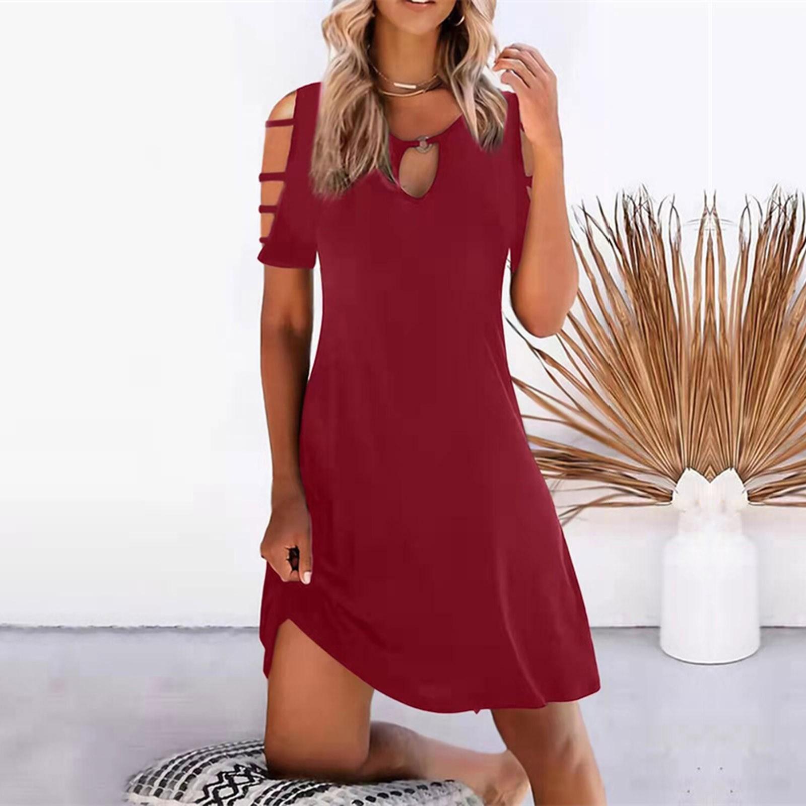 Платья для женщин, повседневное цветное платье с открытыми плечами и короткими рукавами, свободный пляжный короткий сарафан с круглым вырезом и круглым вырезом XXL
Платья для женщин, повседневное цветное платье с открытыми плечами и короткими рукавами, свободный пляжный короткий сарафан с круглым вырезом и круглым вырезом XXL