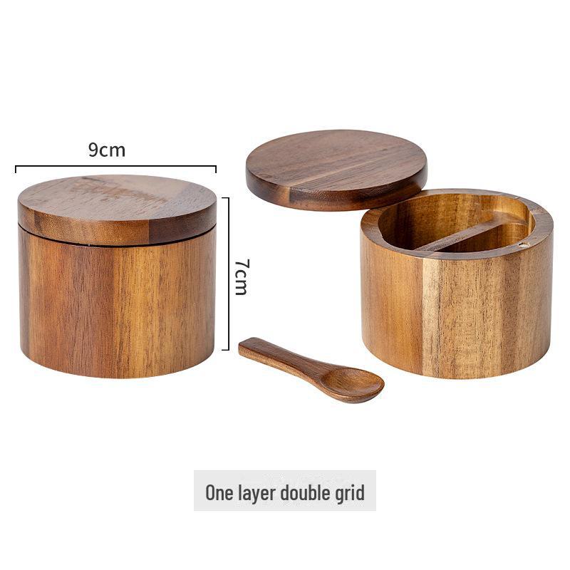 Коробка для соли и перца из акации - деревянная банка для хранения на кухне