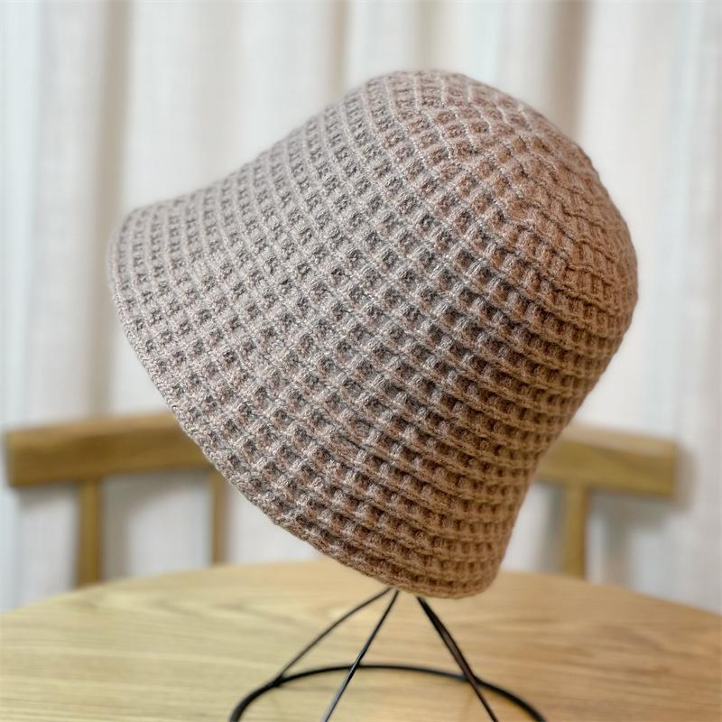 Вязаная панама для женщин, корейская версия, трендовая, осенне-зимняя, однотонная, универсальная, милая шерстяная шляпа, теплая шляпа рыбака, модная и стильная Adjustable
