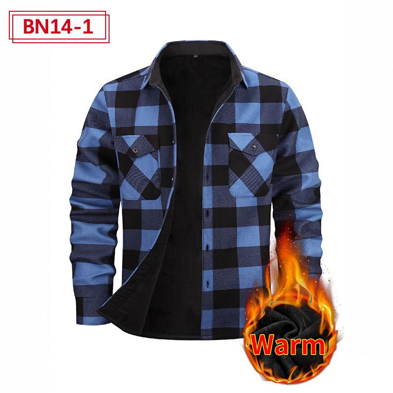 New-style fleece-lined thermal shirt for men; thickened, brushed flannel checked shirt with fleece lining; long-sleeved S
New-style fleece-lined thermal shirt for men; thickened, brushed flannel checked shirt with fleece lining; long-sleeved S