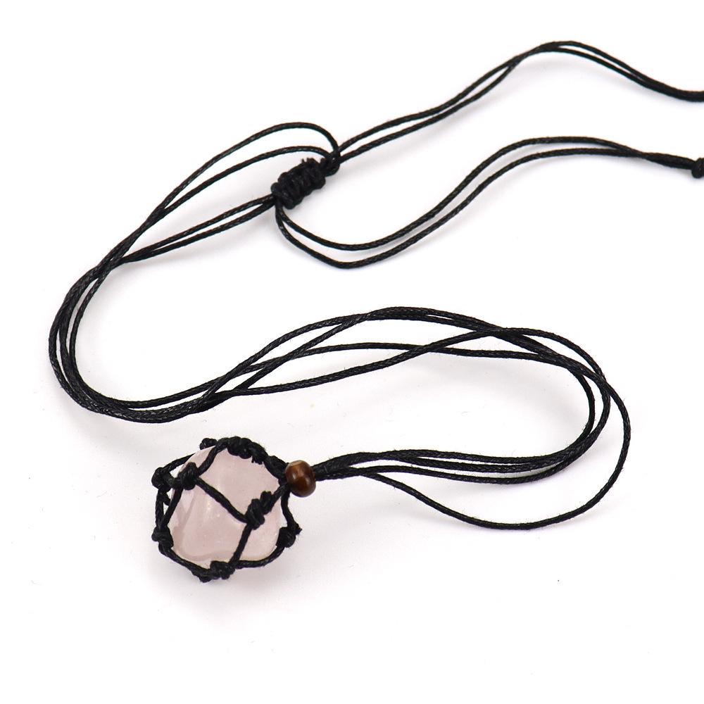 Handmade Black Rope Woven Natural Stone Crystal Rough Stone Mesh Pocket Adjustable Necklace Pendant N708 all natural рожевий кварц кольору
Handmade Black Rope Woven Natural Stone Crystal Rough Stone Mesh Pocket Adjustable Necklace Pendant N708 all natural рожевий кварц кольору