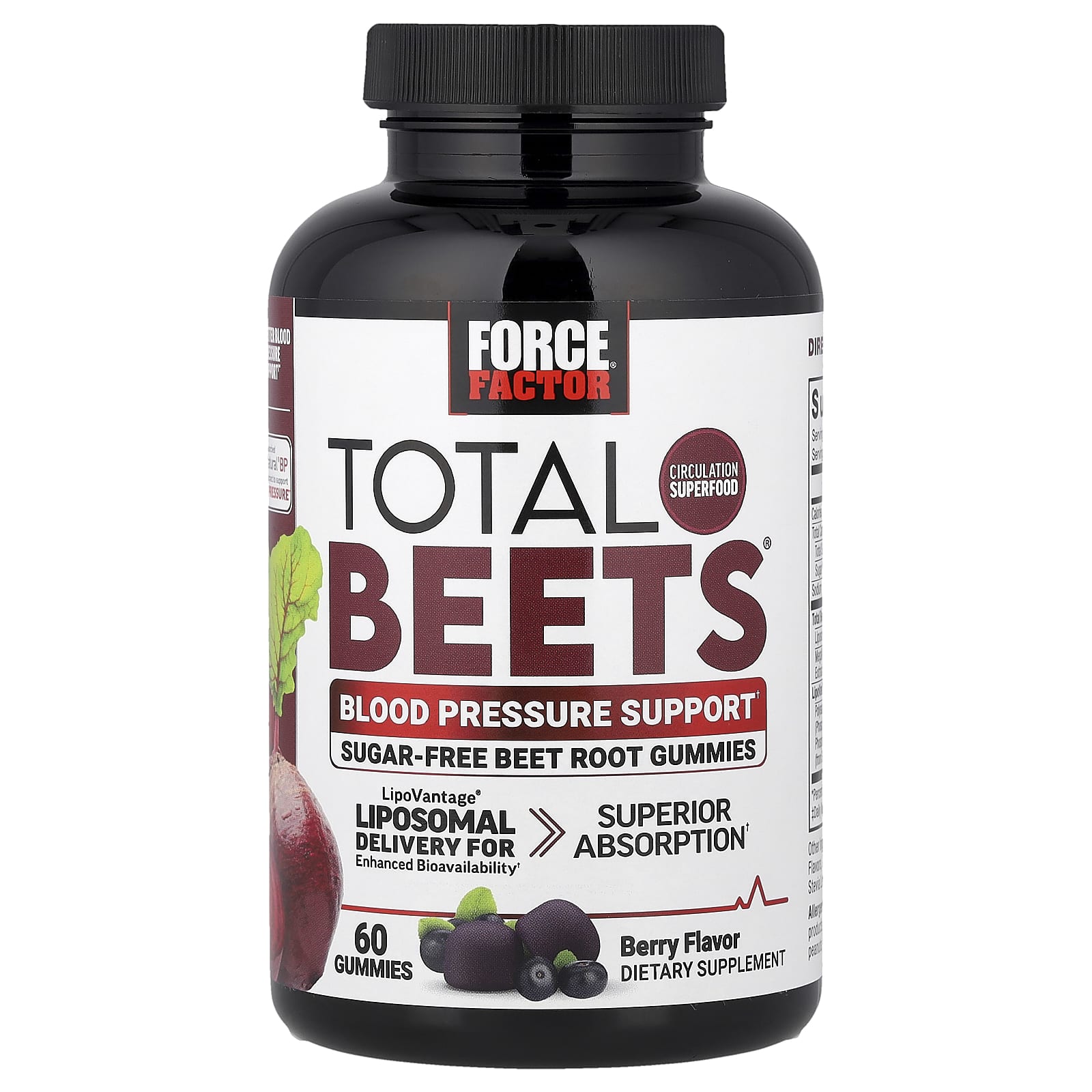 Force Factor, Total Beets® Gummies, Blood Pressure Support, Berry, 60 Gummies
Force Factor, Total Beets® Gummies, Blood Pressure Support, Berry, 60 Gummies