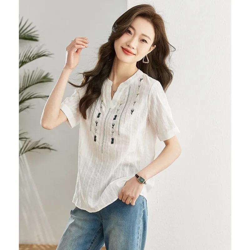 Pure Cotton Short-sleeved White Shirt for Women Summer New Embroidered Versatile Loose Ethnic Style Top L білий
Pure Cotton Short-sleeved White Shirt for Women Summer New Embroidered Versatile Loose Ethnic Style Top L білий