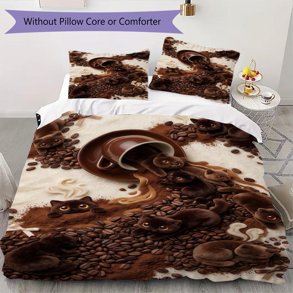 Coffee Black Cat Pattern Bedding uilt Set uilt Cover Pillowcase Home Decoration Birthday Gift (1 * duvet cover + 15 * pillowcase without core) 135x200cm
Coffee Black Cat Pattern Bedding uilt Set uilt Cover Pillowcase Home Decoration Birthday Gift (1 * duvet cover + 15 * pillowcase without core) 135x200cm
