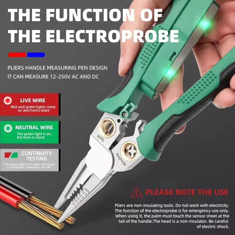 8-in-1 Stainless Steel Wire Stripping Needle-nose Pliers, Non-slip Multi-function Wire Stripper with Tester, Wire Stripper, Electrician s Pliers 1pc зелёный
8-in-1 Stainless Steel Wire Stripping Needle-nose Pliers, Non-slip Multi-function Wire Stripper with Tester, Wire Stripper, Electrician s Pliers 1pc зелёный