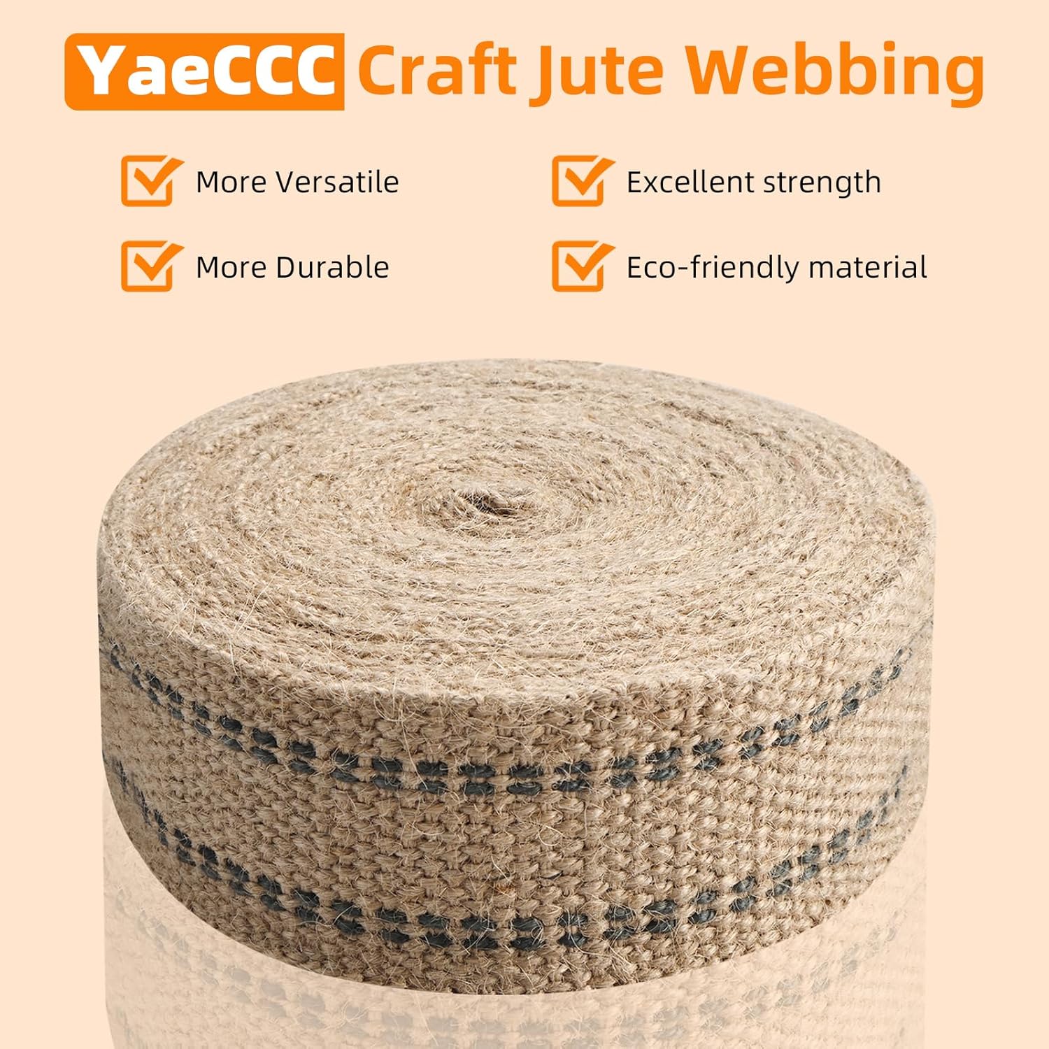 YaeCCC Craft Jute Webbing Tape, 2 x 10 Yd,11 lbs Heavy-Duty for Chair Repair, Crafting, Burlap Ribbon, Upholstery,Black Chair Webbing
YaeCCC Craft Jute Webbing Tape, 2 x 10 Yd,11 lbs Heavy-Duty for Chair Repair, Crafting, Burlap Ribbon, Upholstery,Black Chair Webbing