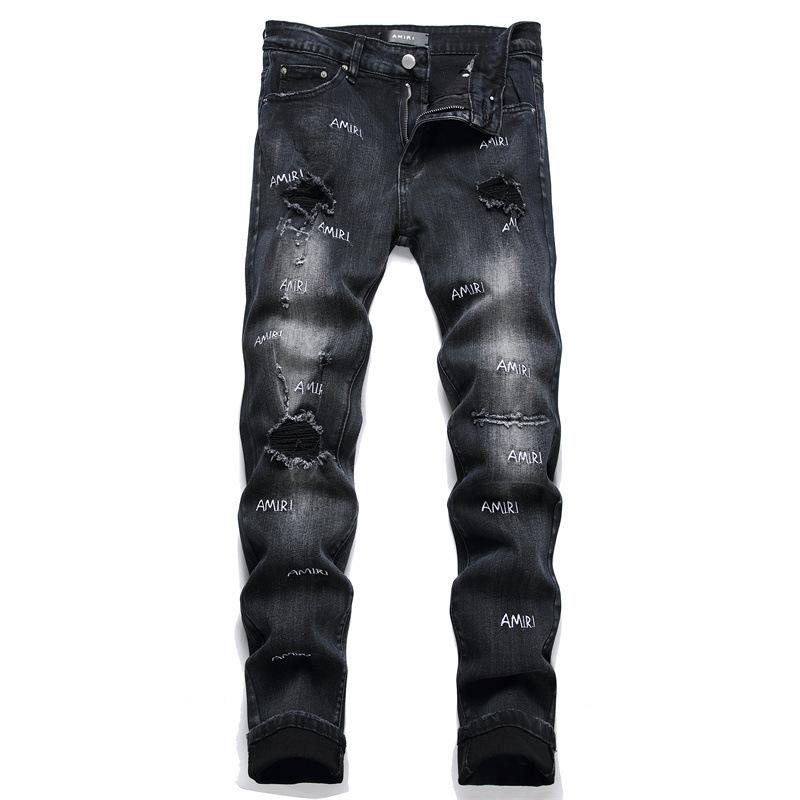 AM Embroidered Men s Retro Black Jeans With Piercing Trendy Stretch Slim Fit Fashion Pants Versatile Men s Pants 3611
AM Embroidered Men s Retro Black Jeans With Piercing Trendy Stretch Slim Fit Fashion Pants Versatile Men s Pants 3611