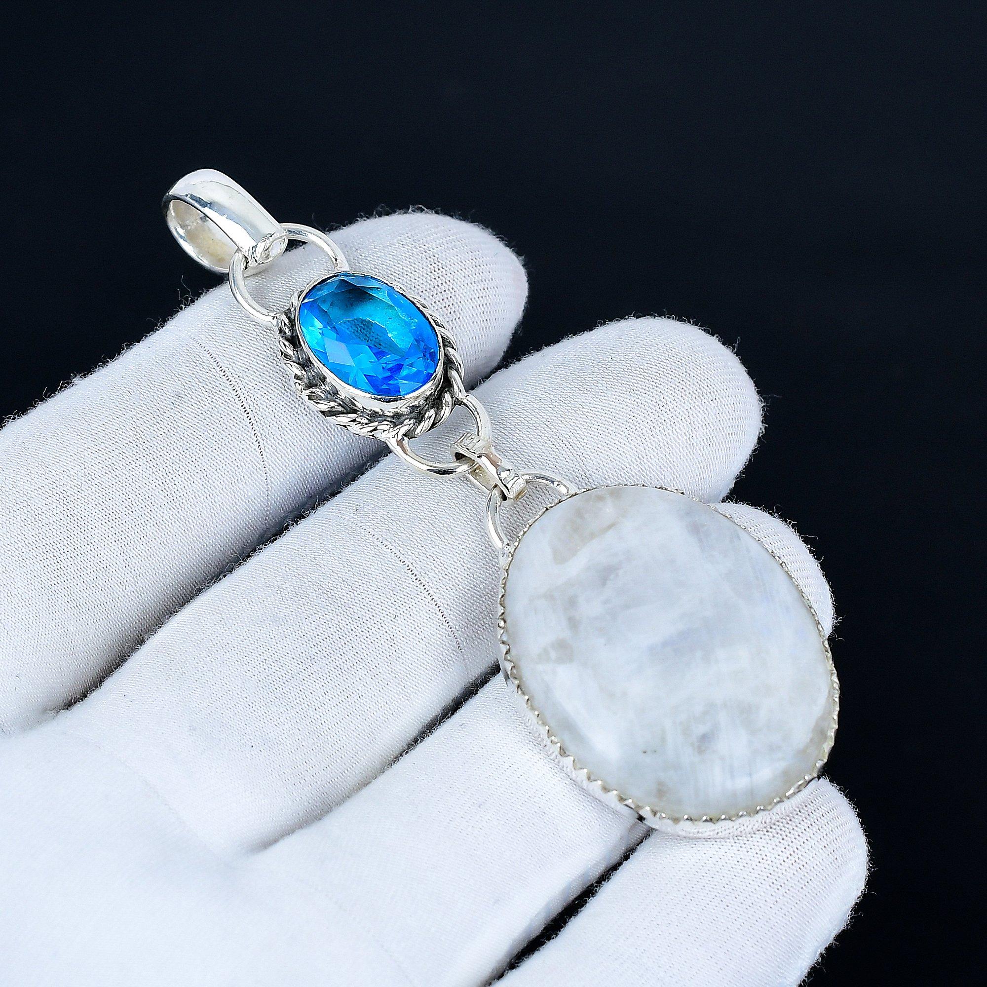 Moonstone Pendant, 925 Sterling Silver Handmade Jewelry, Blue Topaz Silver Pendant, Party Wear Jewelry For Women s, Pendant New Year Gift 8 Cm белый
Moonstone Pendant, 925 Sterling Silver Handmade Jewelry, Blue Topaz Silver Pendant, Party Wear Jewelry For Women s, Pendant New Year Gift 8 Cm белый