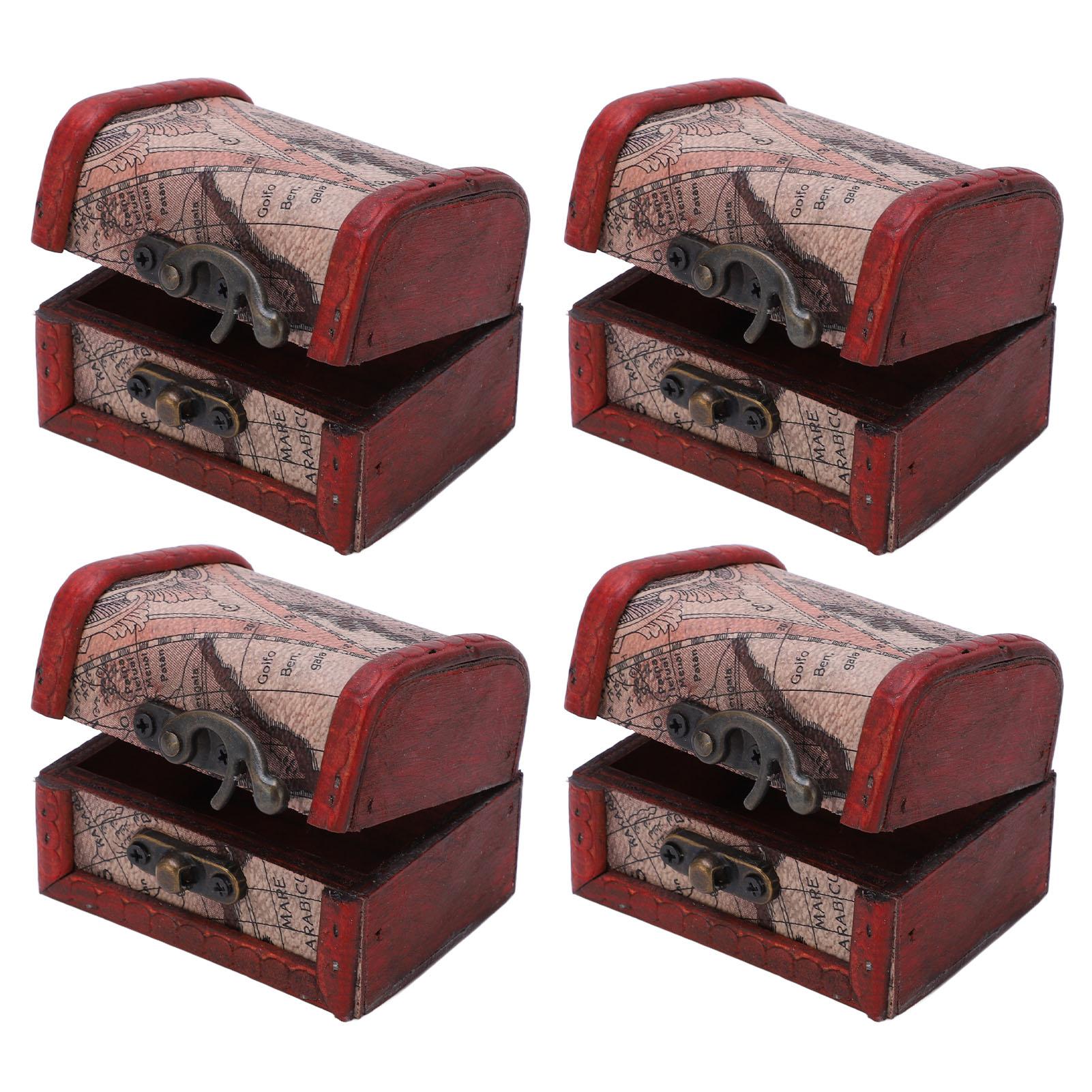 4 шт. деревянная шкатулка для украшений в стиле ретро, трава, дерево, высокая прочность, без запаха, прочный замок безопасности, маленький